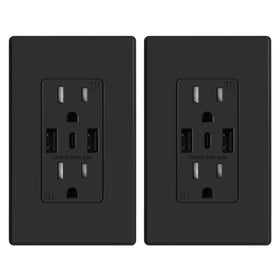 ELEGRP USB wall outlet with three ports in matte black finish.