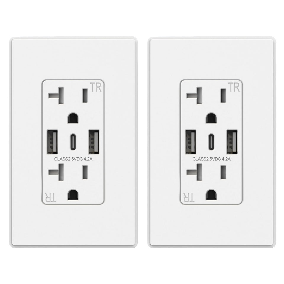 ELEGRP USB wall outlets with 3 ports for flexible device charging.