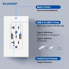 ELEGRP USB wall outlets matte finish complements modern interiors.