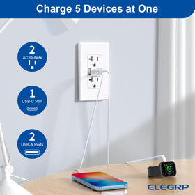 ELEGRP USB wall outlets with screwless wall plate for a seamless look.
