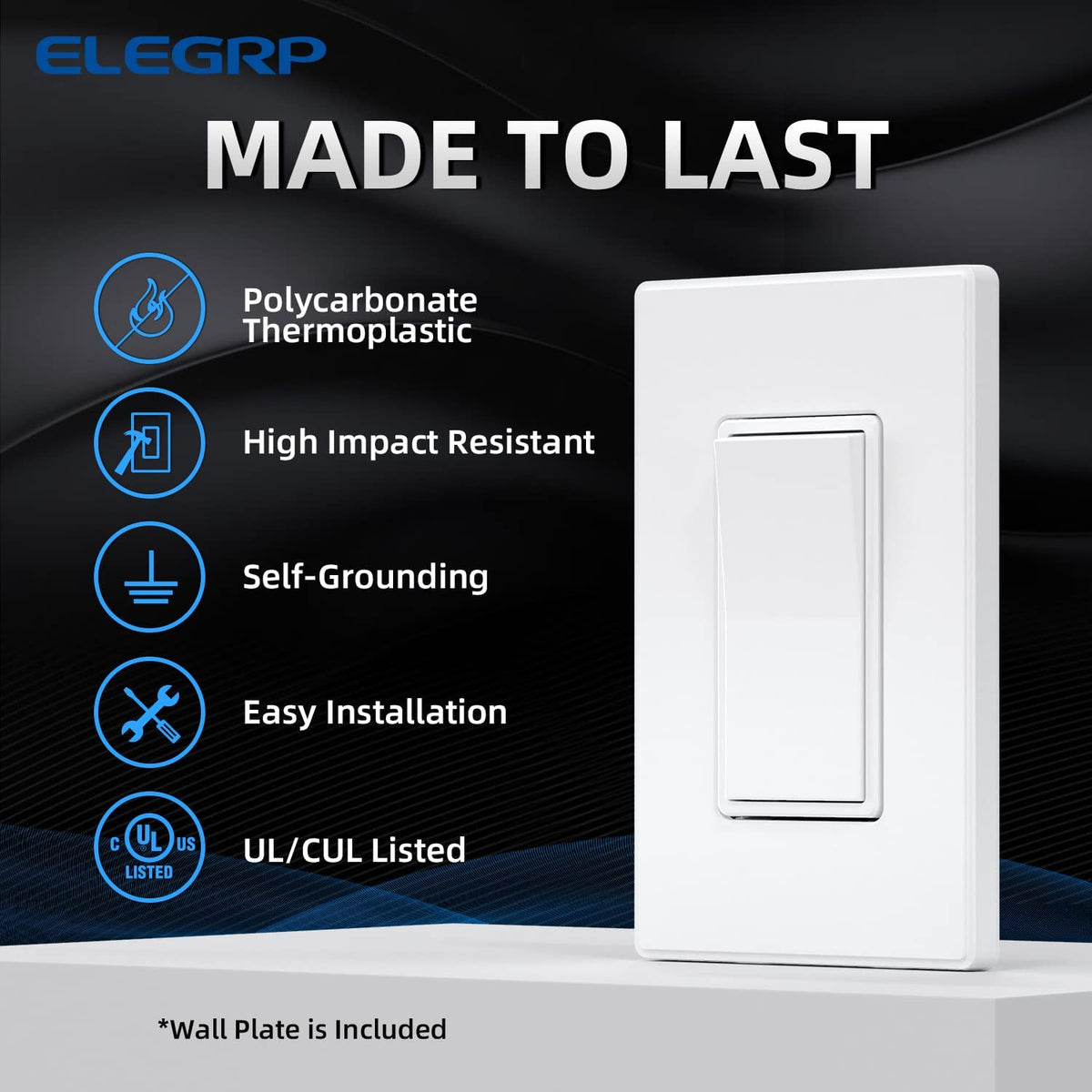 ELEGRP wall plate close-up with focus on flush-mount compatibility