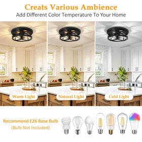 Elekeed 2-light flush mount bedroom glow creates soft, inviting atmosphere.