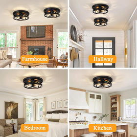 Elekeed 2-light flush mount in kitchen setting delivers clean overhead light.