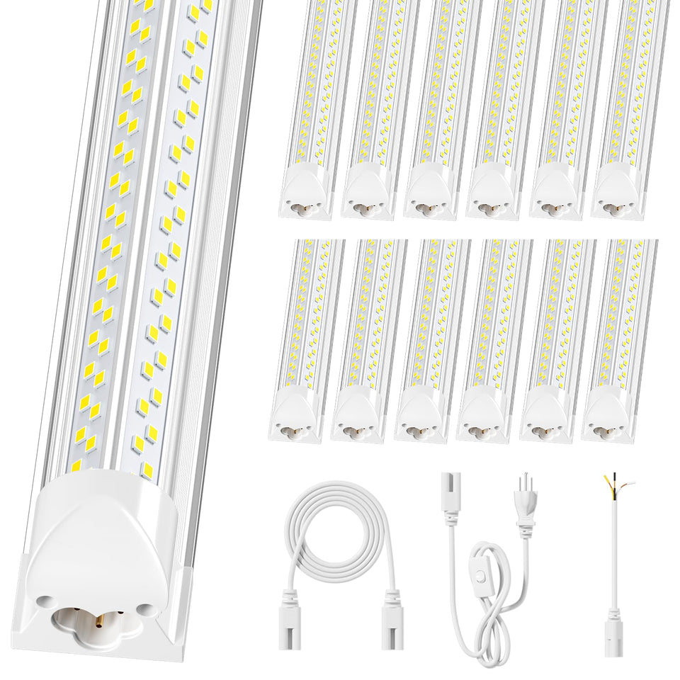 ELEKICO 12-pack 8ft LED shop light delivers bright, even illumination for garages and workshops.