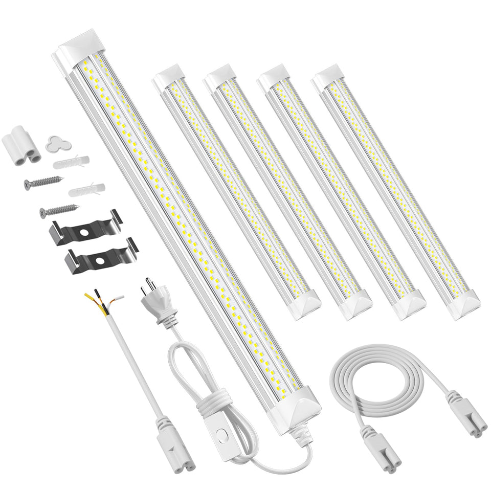ELEKICO 4-pack LED shop lights arranged for bright workshop illumination