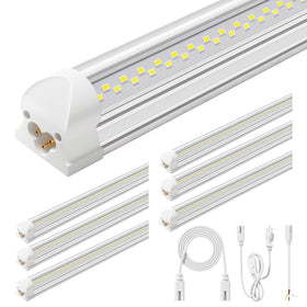 ELEKICO six-pack LED shop lights illuminate garages with high brightness.