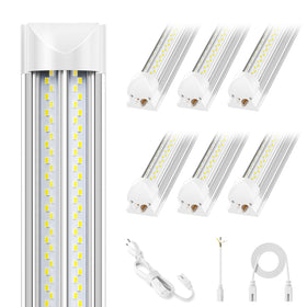 ELEKICO 6-pack 8ft LED shop light front view delivering bright, energy-efficient garage illumination