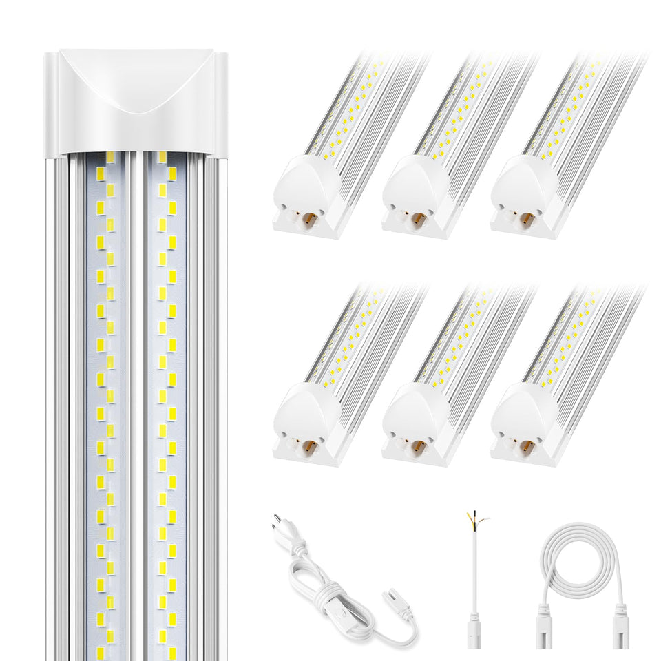 ELEKICO 6-pack 8ft LED shop light front view delivering bright, energy-efficient garage illumination