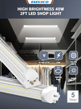 ELEKICO LED shop light with on/off cord for easy setup and use.