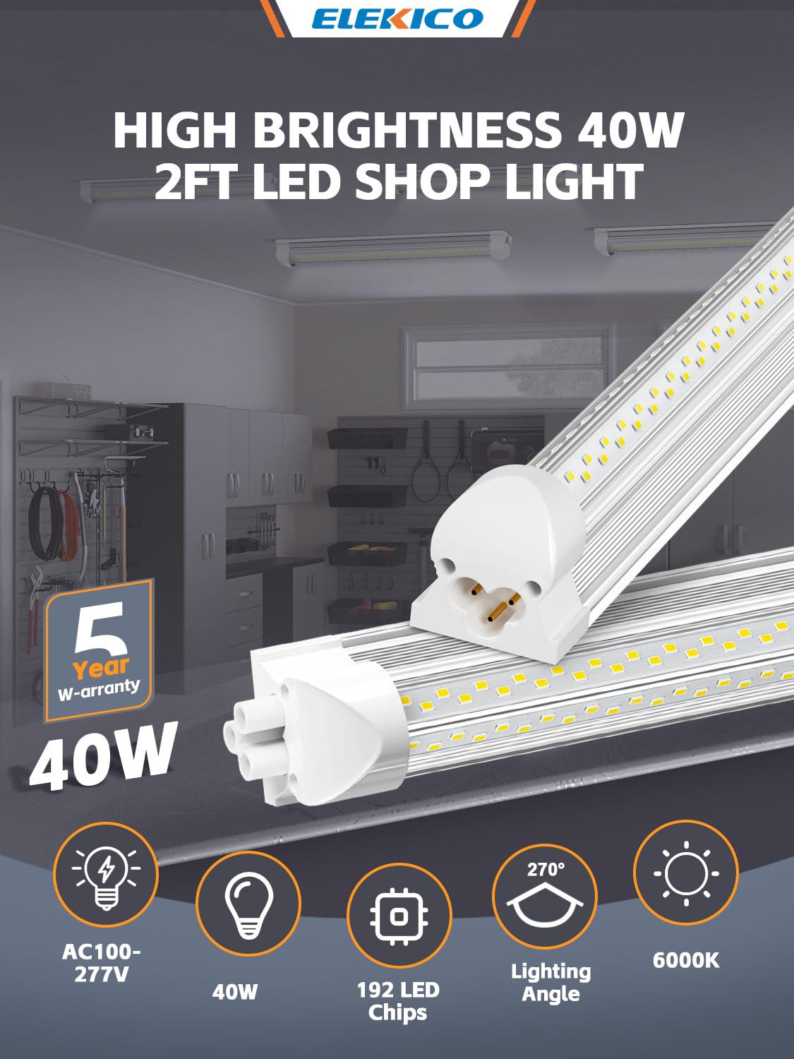 ELEKICO linkable 2ft LED series enhances continuous lighting across a workbench
