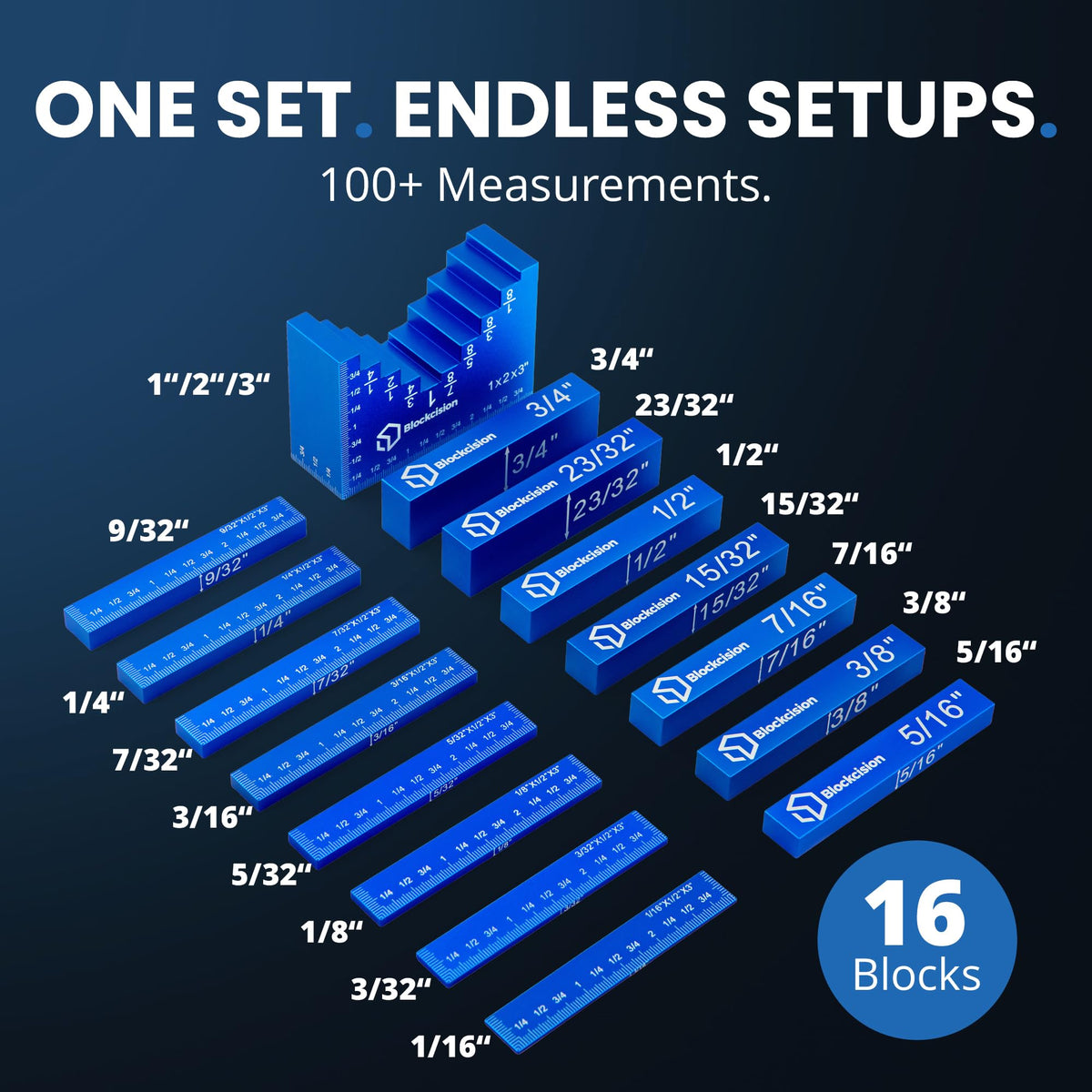 Eleon precision bars with 1/32-inch increments for on-the-fly measurements