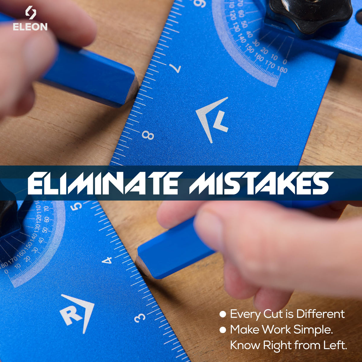 Edge ruler markings on Eleon tool enable quick, reliable measurements.