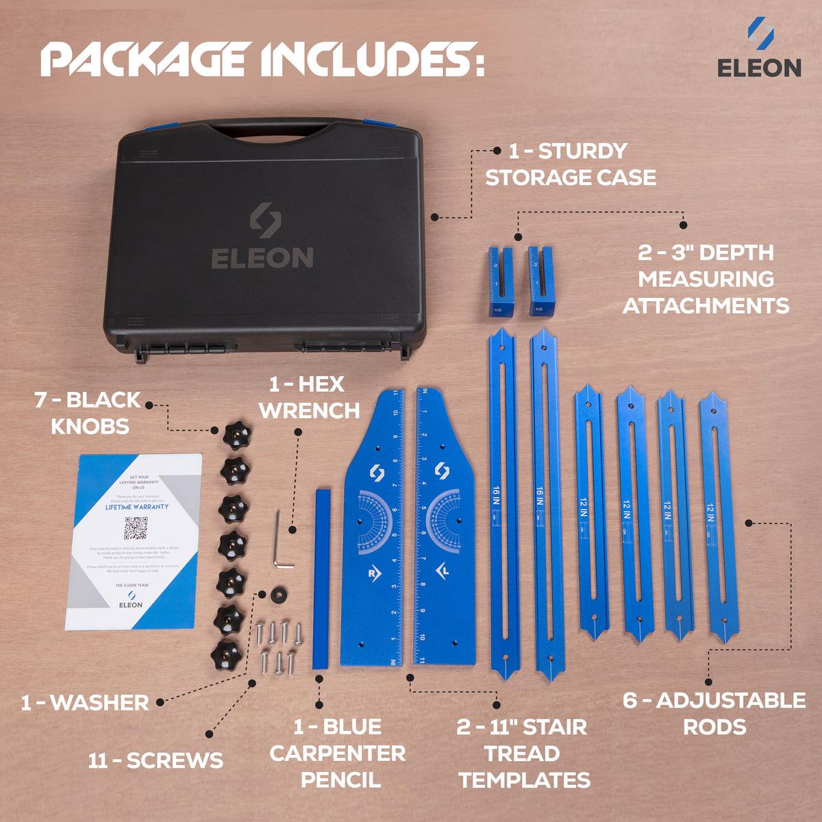 Eleon tool in action in a workshop, illustrating versatility for stair carpentry.