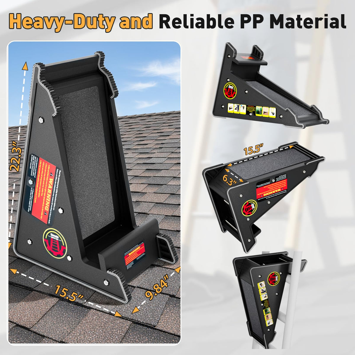 Elesude ribbed grips provide slip resistance on ladder corners.