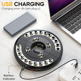 Eletorot umbrella light USB rechargeable with charging port and indicator for easy maintenance.