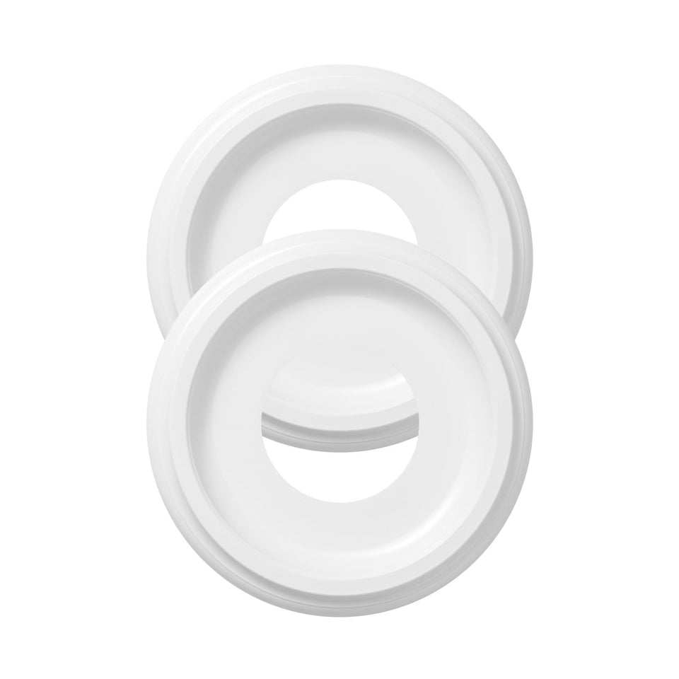 ELFCAB two-pack white nylon ceiling medallions cover holes and add clean style.