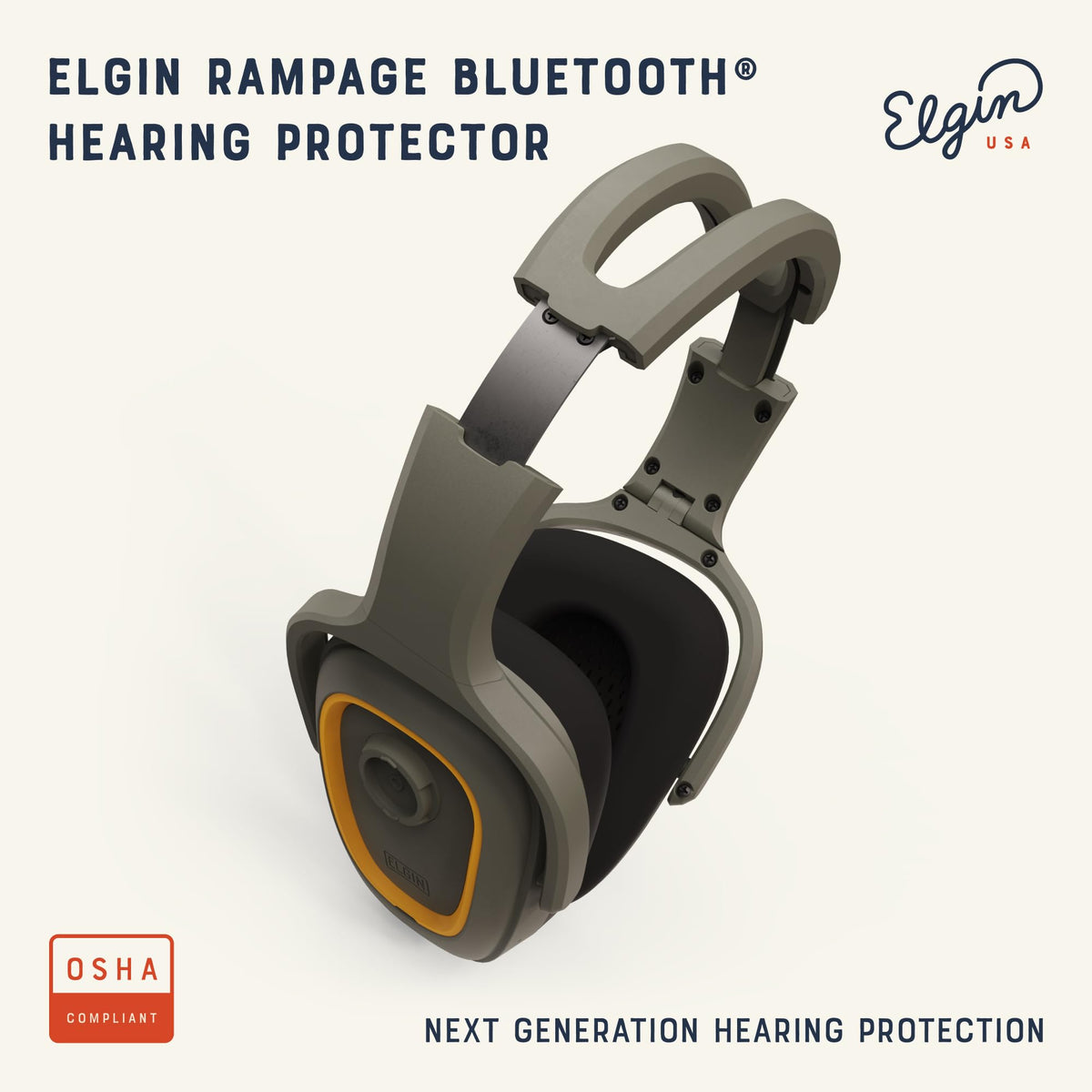 Elgin Rampage 25 dB NRR safety headphones protect hearing in loud construction zones.