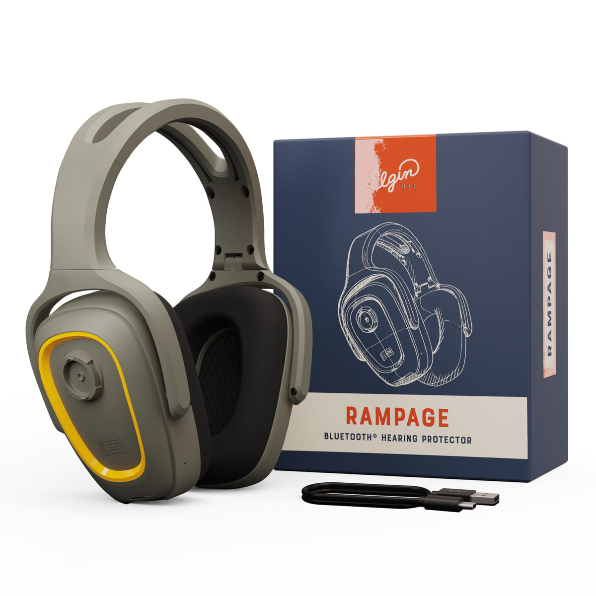 Elgin Rampage BT headphones worn on a worksite offering protected hearing and clear audio.