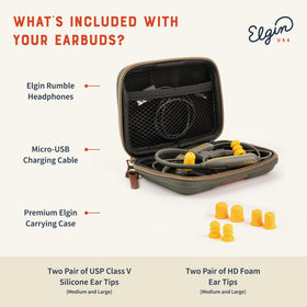Elgin Rumble Earbuds durable ergonomic design for secure all-day wear