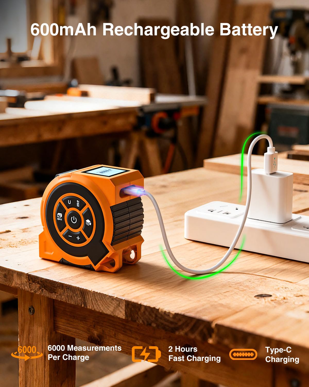 Elikliv magnetic hook enables hands-free measurement on metal surfaces.