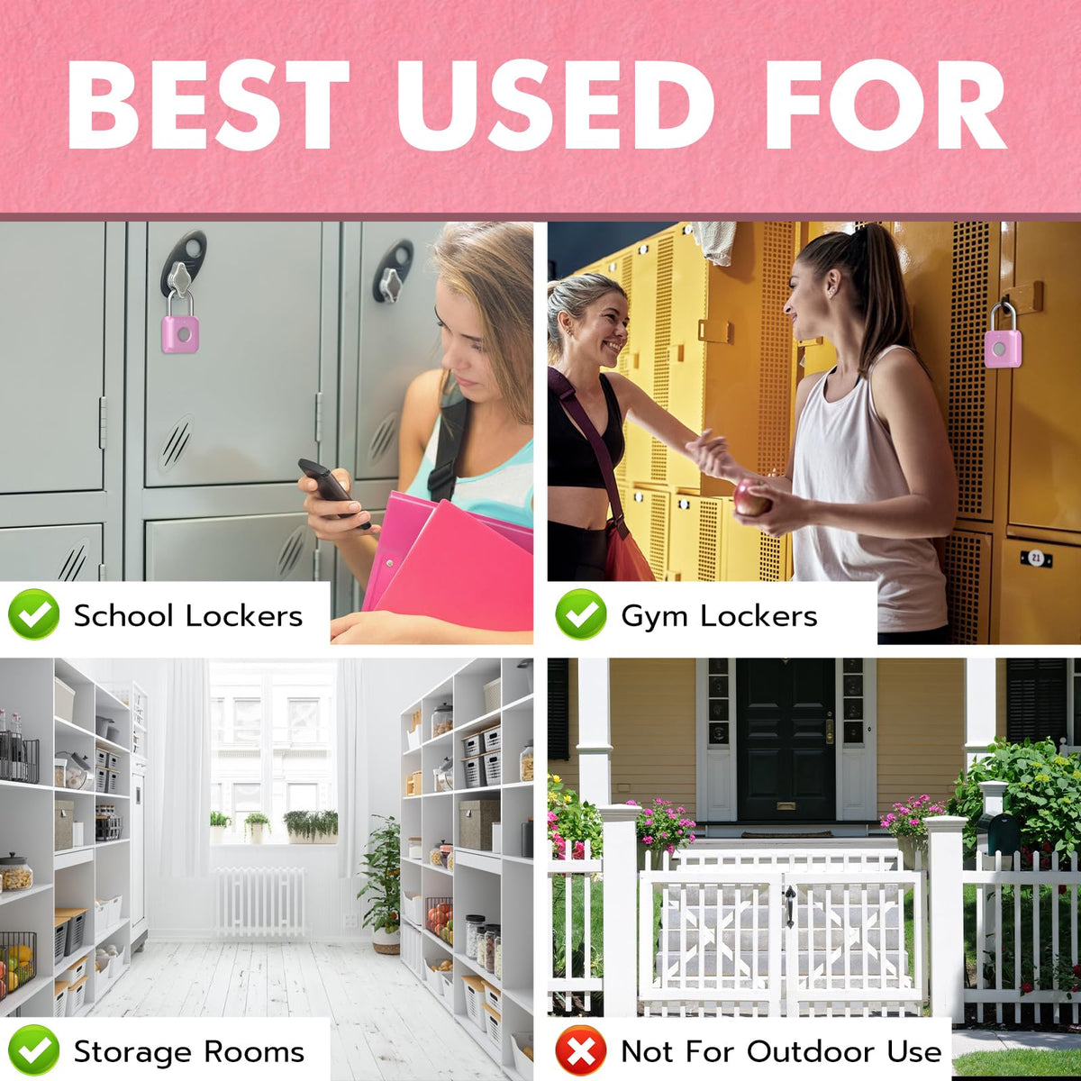eLinkSmart indoor-use lock designed for school, gym, and home.