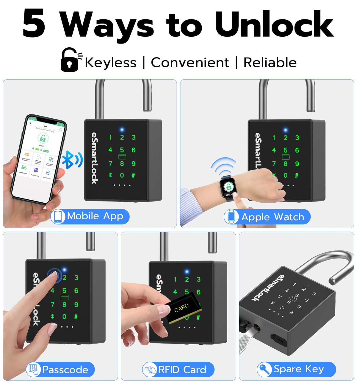 ElinkSmart padlock passcode entry — keypad security for sheds and lockers.