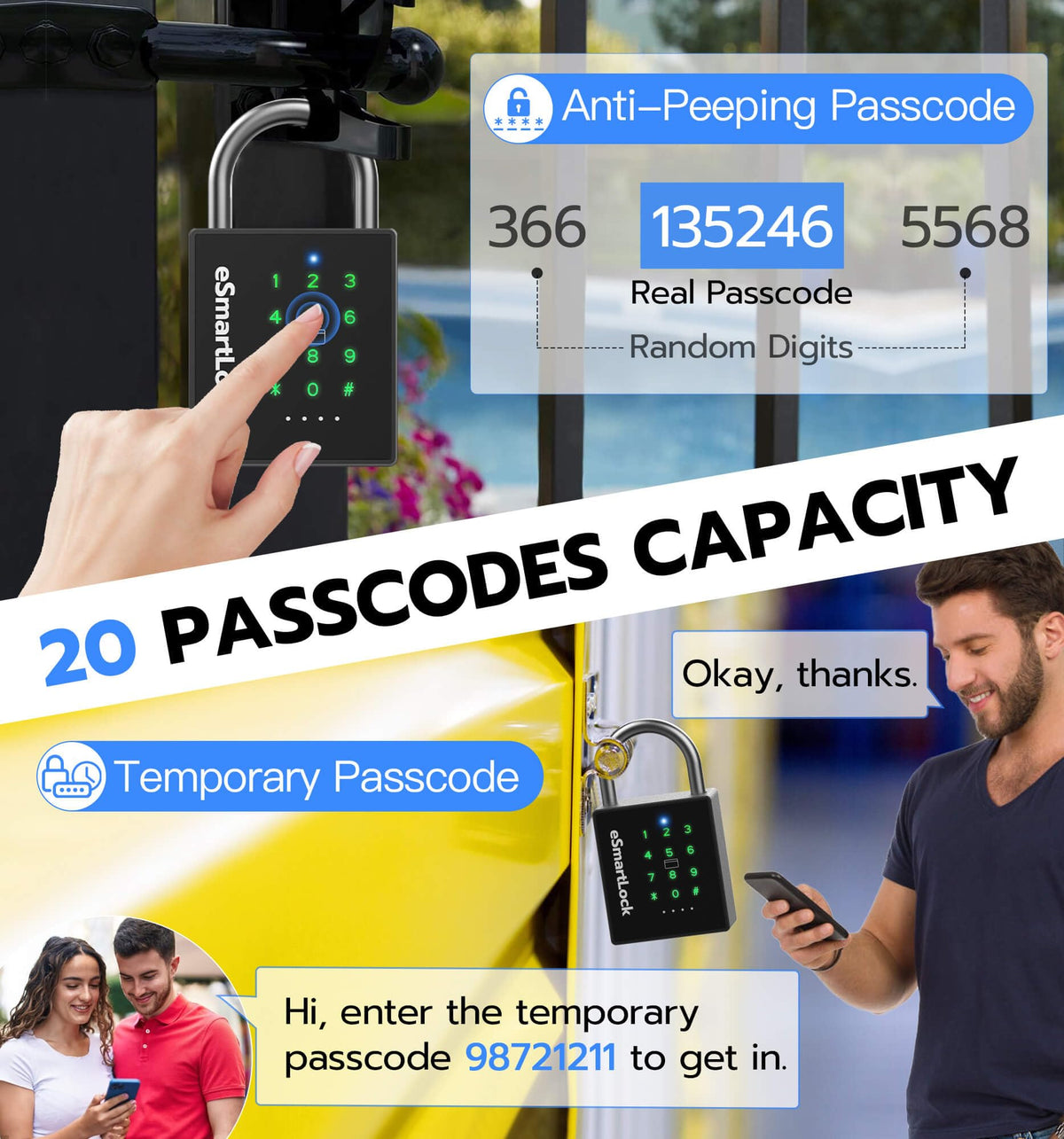 ElinkSmart weatherproof padlock — IP67 protection against rain and dust.