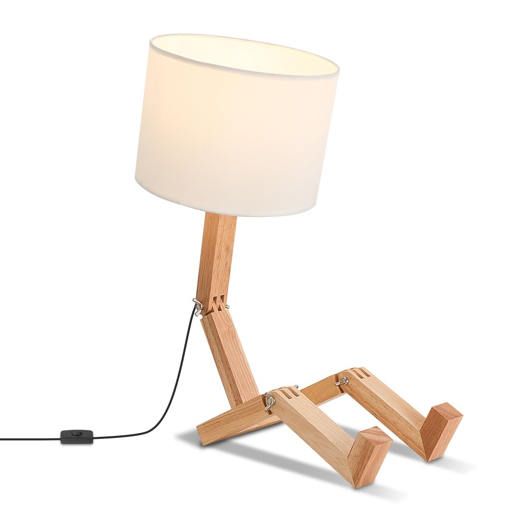 ELINKUME robot bedside lamp assembly showcases a playful design for desk or nightstand use.