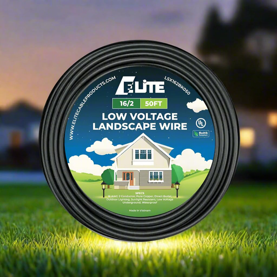 Elite 16/2 landscape wire direct burial 50ft coil for reliable outdoor lighting