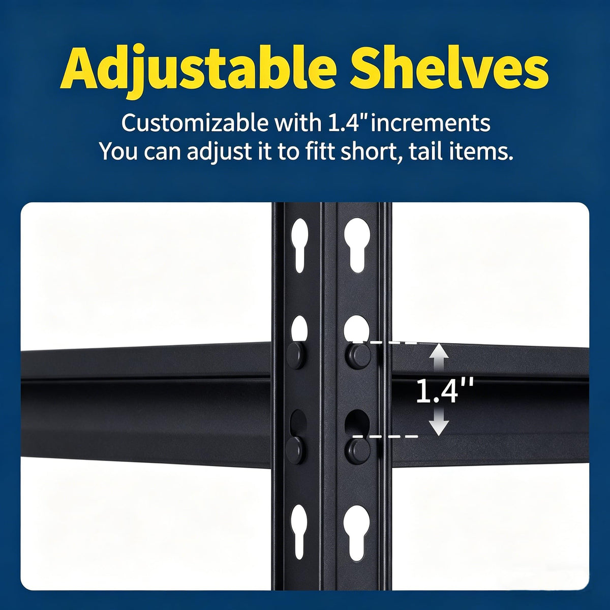 EliteEdge shelves support up to 400 lbs per level for heavy items.