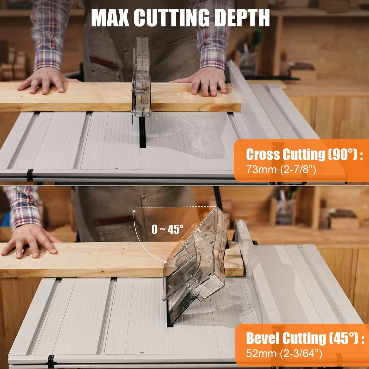 EliteEdge bevel cut angle at 0-45 degrees for versatile bevels