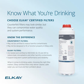 Elkay 6,000-gallon capacity cartridge designed for long service.