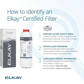 Elkay quick-disconnect connection enables easy filter replacement.