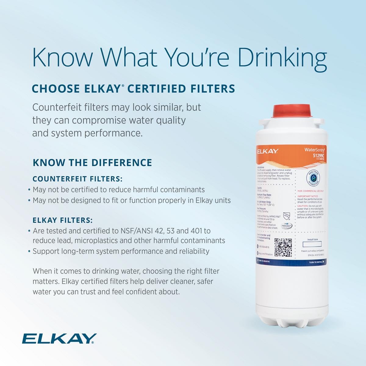 Elkay WaterSentry 51299C improved taste and odor in water