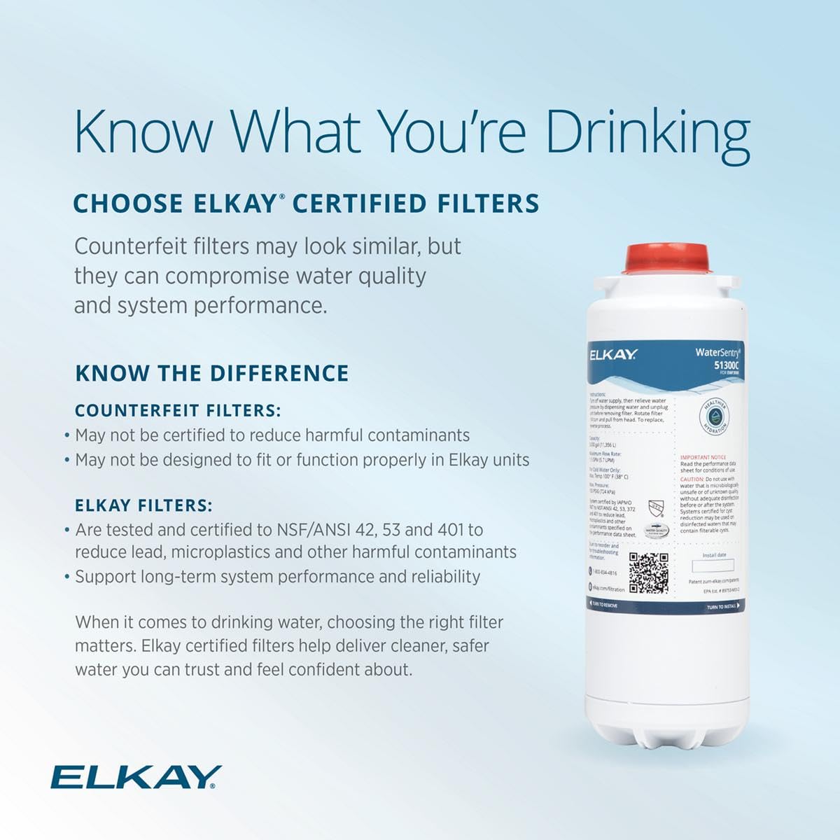 Elkay WaterSentry 51300C carbon media enhances flavor and reduces particulates