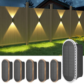 Ellasay Solar Fence Lights illuminate with up-down beams for pathways