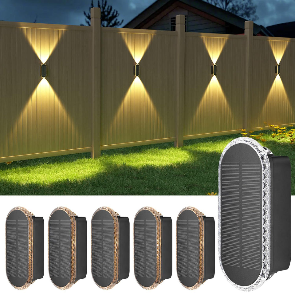 Ellasay Solar Fence Lights illuminate with up-down beams for pathways