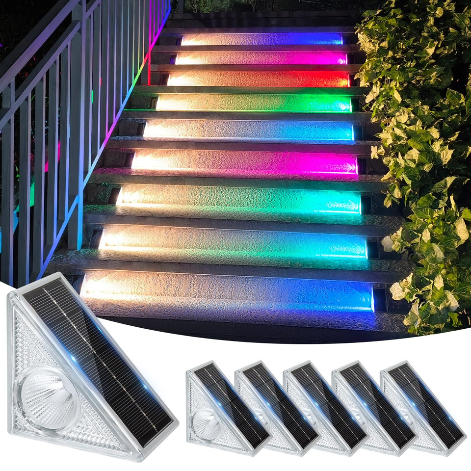 Ellasay solar step light on exterior stairs providing safe nighttime visibility.