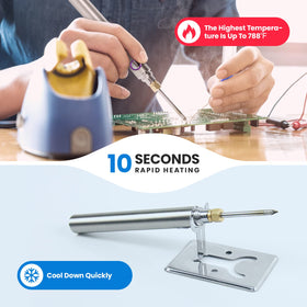 ELMCONFIG cordless soldering kit in use on a circuit board for quick DIY repairs