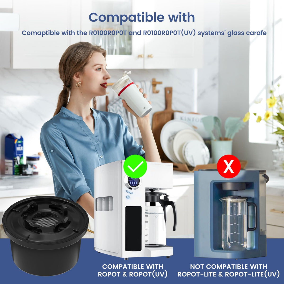 Elovener remineralization filter compatible with Bluevua RO100ROPOT for easy replacement