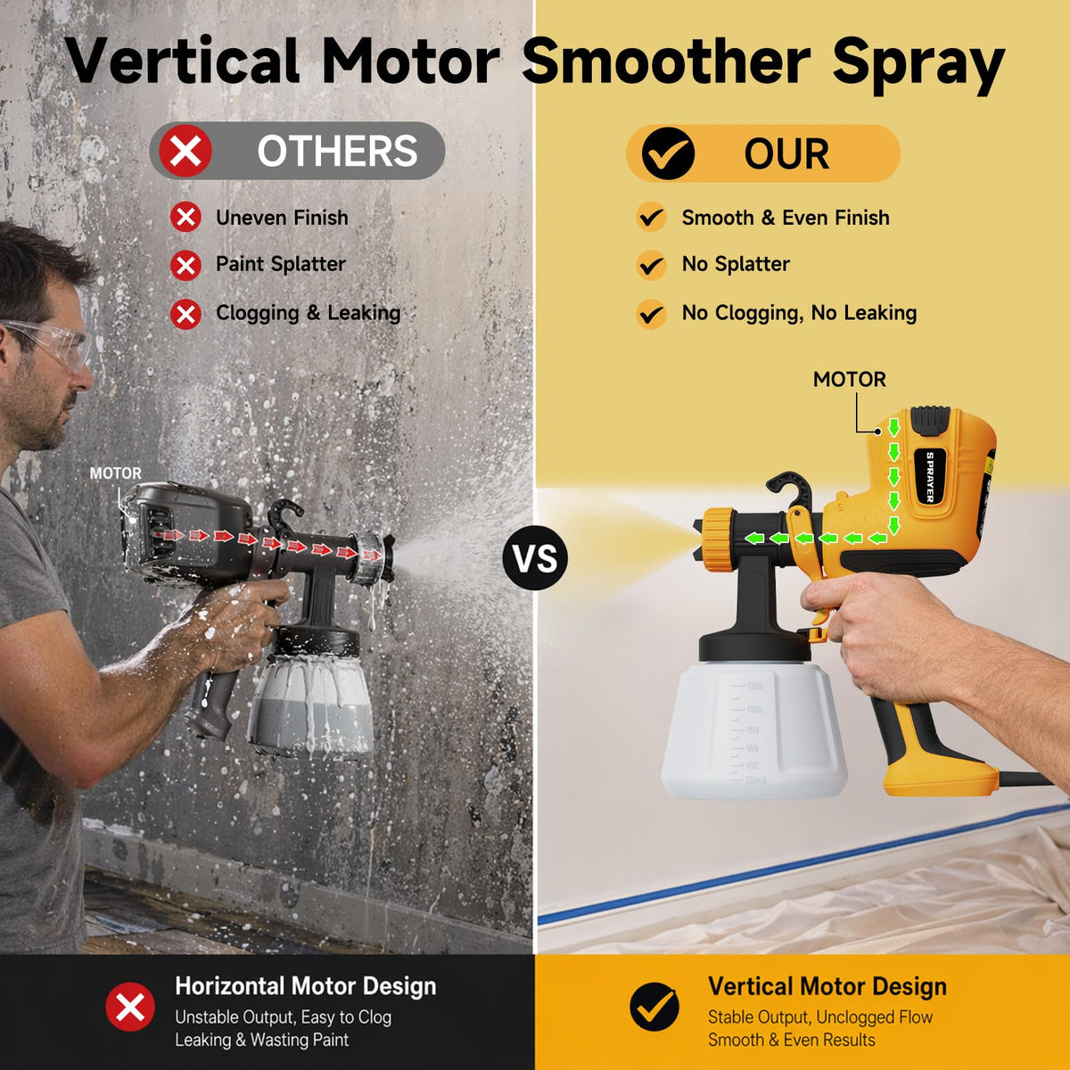 ELPIDIO sprayer showing three spray patterns for various surfaces