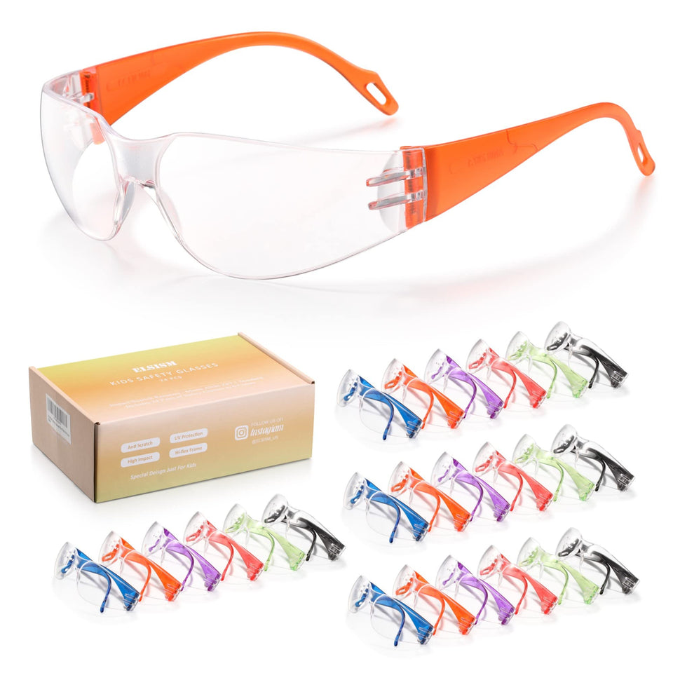 ELSISM kids safety glasses six-color frames for versatile protection during science and play.