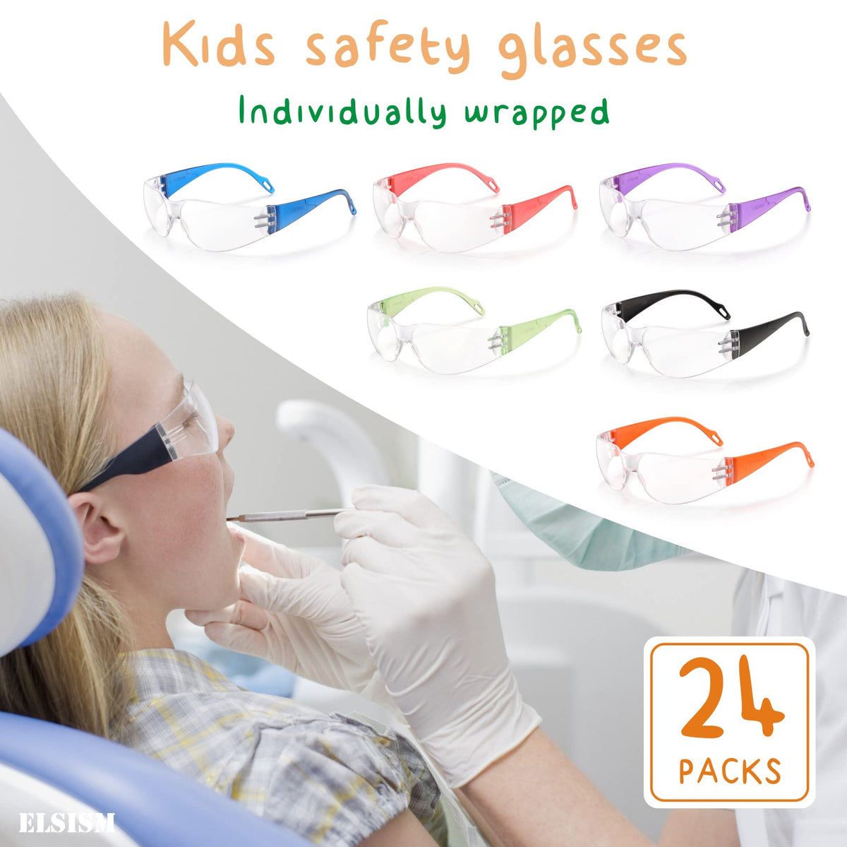 ELSISM clear lenses with wrap-around fit for comfortable all-day wear.