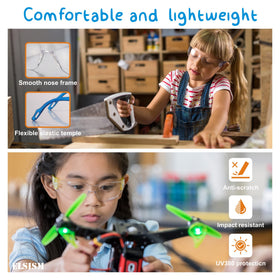 ELSISM safety glasses with elastic temples stay secure during active use.