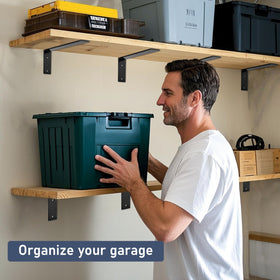 ELSKER&HOME 12in brackets support shelves in living rooms with a clean floating look.