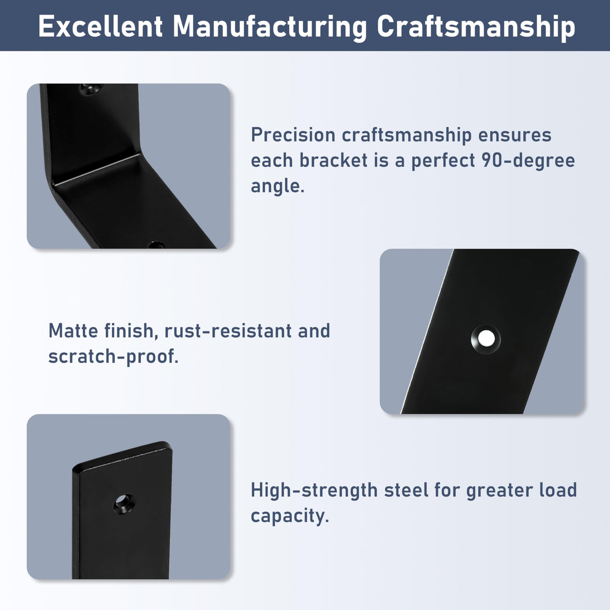 ELSKER&HOME 12in bracket close-up shows rust-resistant steel and matte finish.