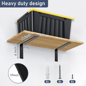 ELSKER&HOME 12in shelf brackets mounted on wall provide sturdy support.