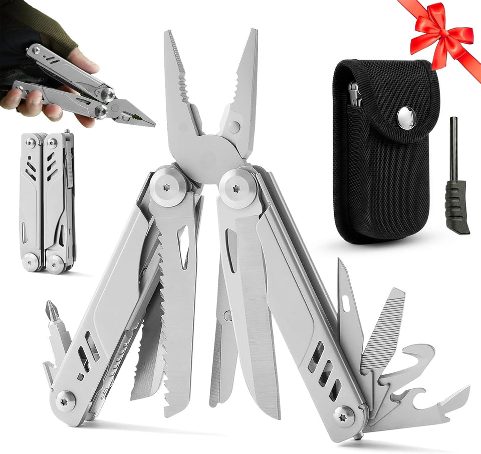 Elvesoar 21-in-1 multitool with needle nose pliers ready for on-site adjustments