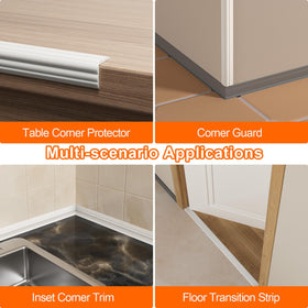 Elvone 3-in-1 corner trim guards, partitions, and transitions with a sleek white finish