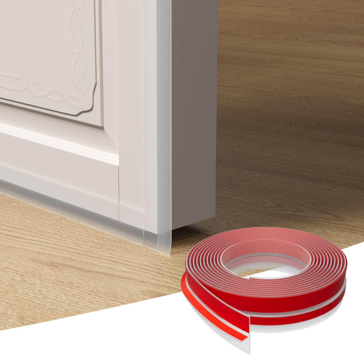 Elvone clear seal strip used as a shower sweep for moisture control